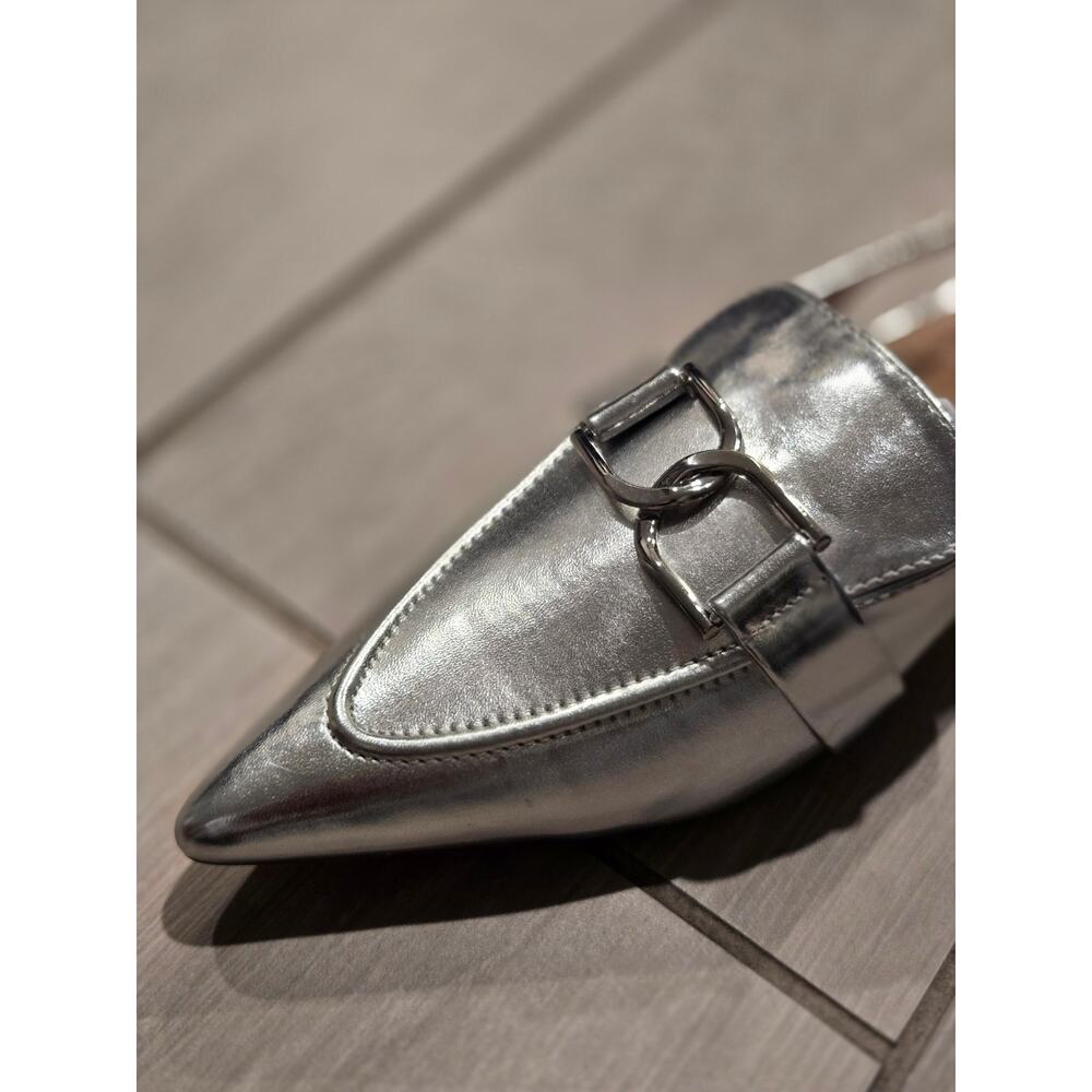 J.F. J Ferrar Pointed Toe Sliver Slingback Kitten Heels Loafers Size: 8.5 - Picture 5 of 8